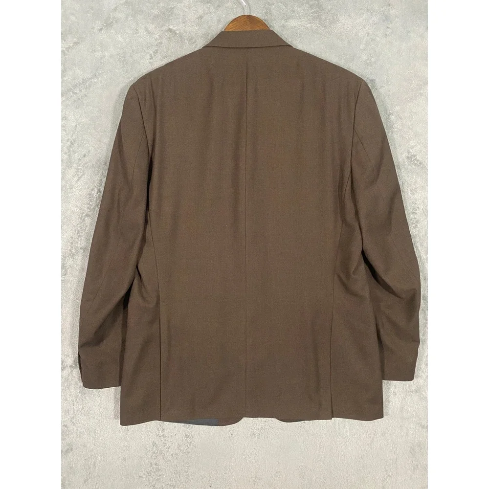Calvin Klein Blazer Mens 44L Brown Solid Two‎ Button Double Vent Sport Coat
